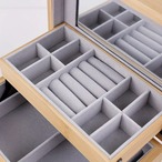 ジュエリーボックス 3層 竹製 鏡付き 多目的収納 アクセサリーケース 大容量