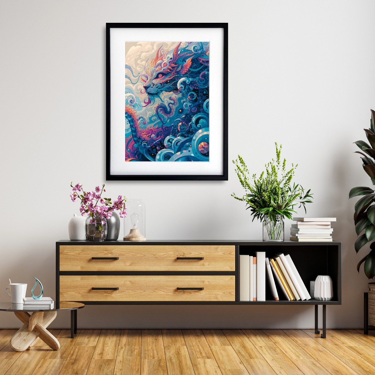 Aether Dragon Surge｜幻想的な龍が渦巻く抽象アートポスター｜エネルギーと没入感を描くファンタジー作品｜A2ポスター