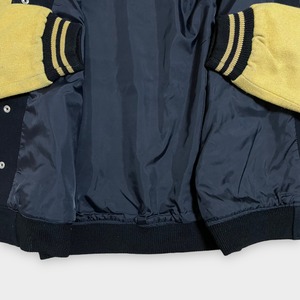 【CROCODILE SPORTS】日本製 スタジャン スタジアム ジャンパー ブルゾン 刺繍 ワッペン ツートンカラー ラインリブ ウール MADE IN JAPAN古着