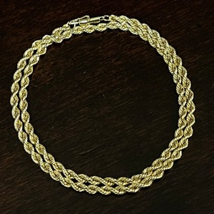 VINTAGE TIFFANY & CO. 14K Gold Twist Rope Narrow Necklace / W Bracelet | ヴィンテージ ティファニー 14K ゴールド ツイスト ロープ ナロー ネックレス / 2重 ブレスレット