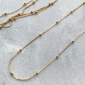 [18KGF-18in-2.5mm] Gold  Beads Box Chain