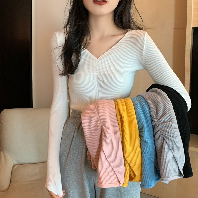 ブラックVネックセーター スプリングオータム ロング 春物 秋物 1号婦人48904432793