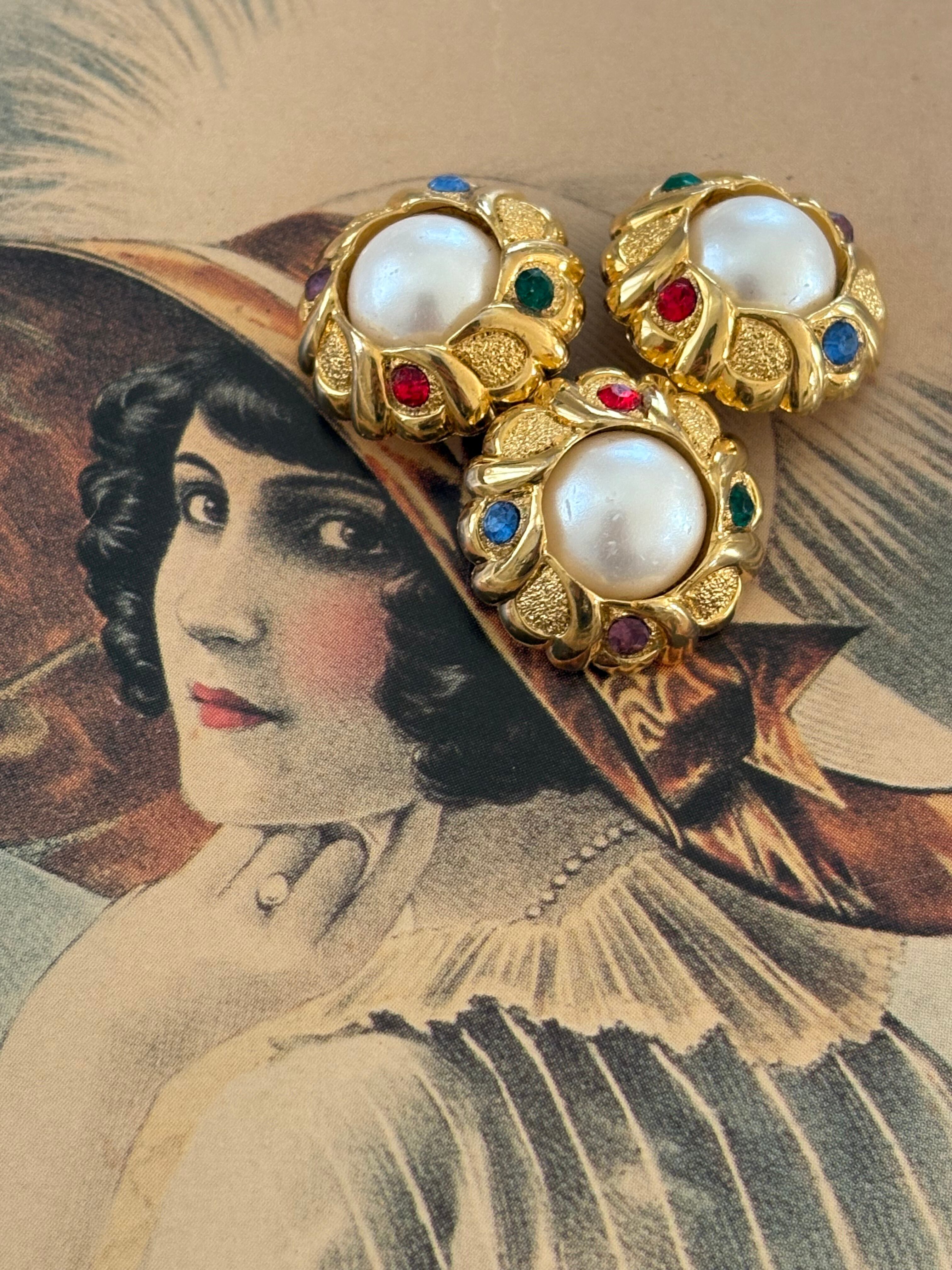 Import Vintage ボタン ドーム型 ゴールド カボション ストーン 17mm アクセサリーパーツ デコレーション材