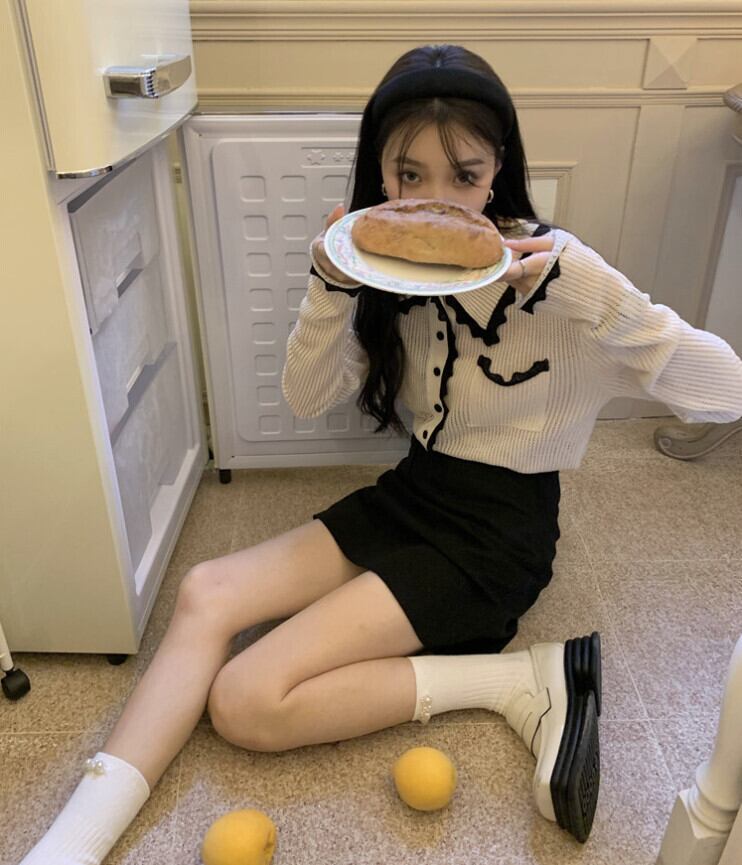 カラーセーター オータム薄手コート クロップドトップス ロング 大人ガーリー スウィート キュート カジュアル 秋物 モンロー9617449421