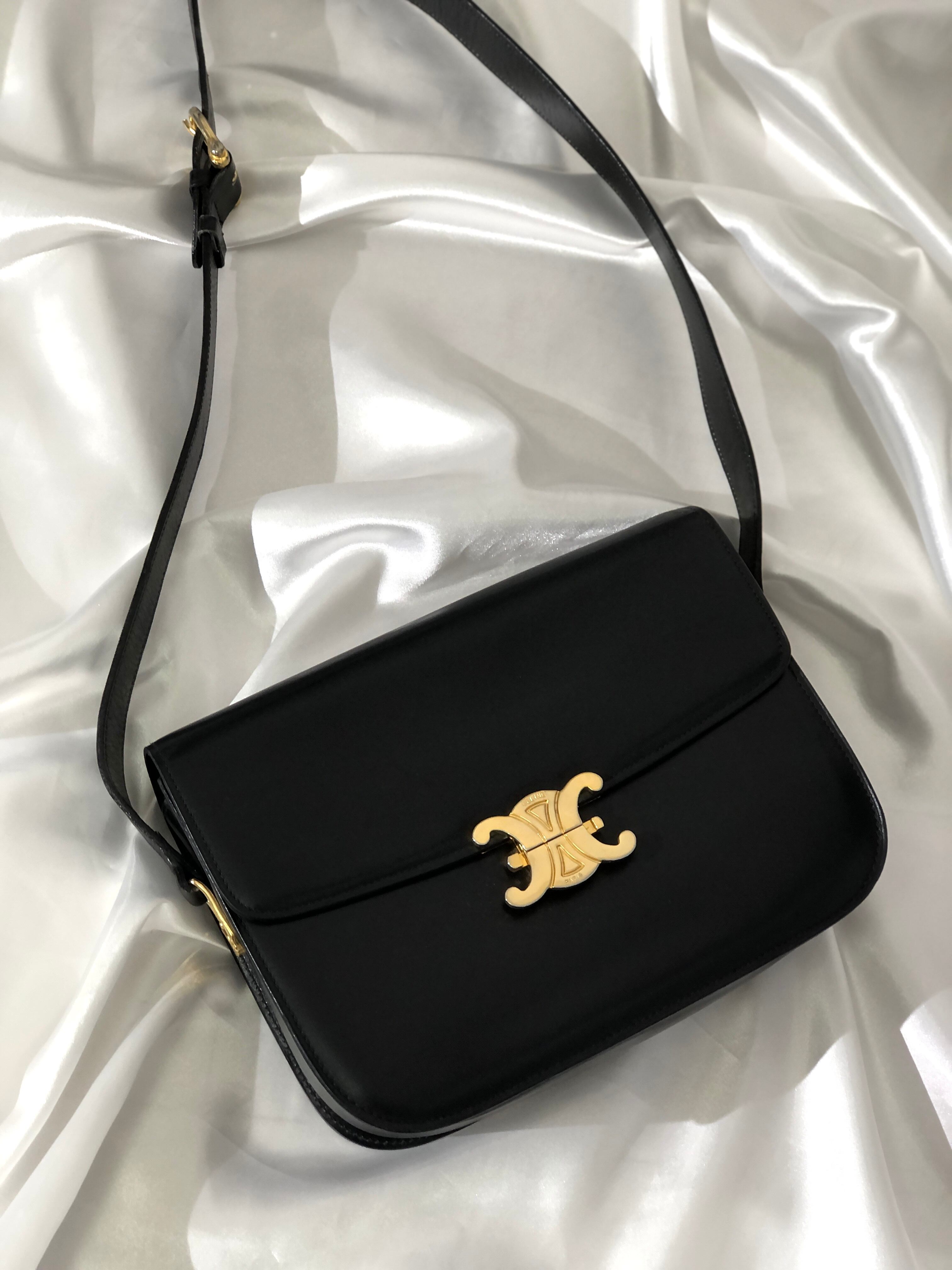 CELINE セリーヌ トリオンフ レザー クロスボディ ショルダーバッグ ブラック vintage ヴィンテージ オールド 37az8j |  VintageShop solo powered by BASE