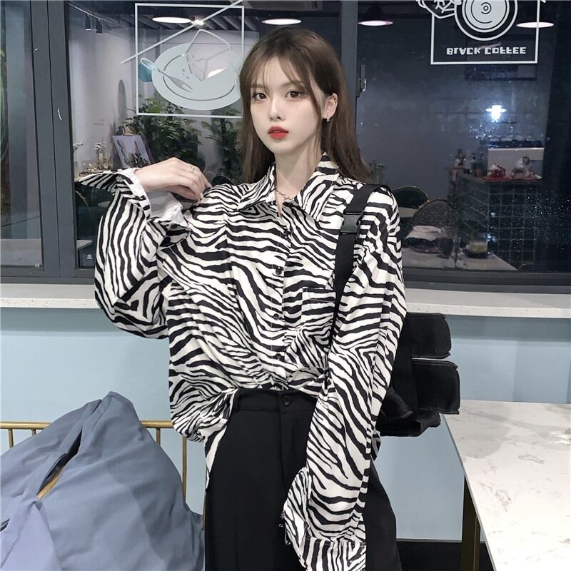 スプリングトップス プリント柄シャツ スタンダード ロング レトロ 春物 YY-ファッション30581377779