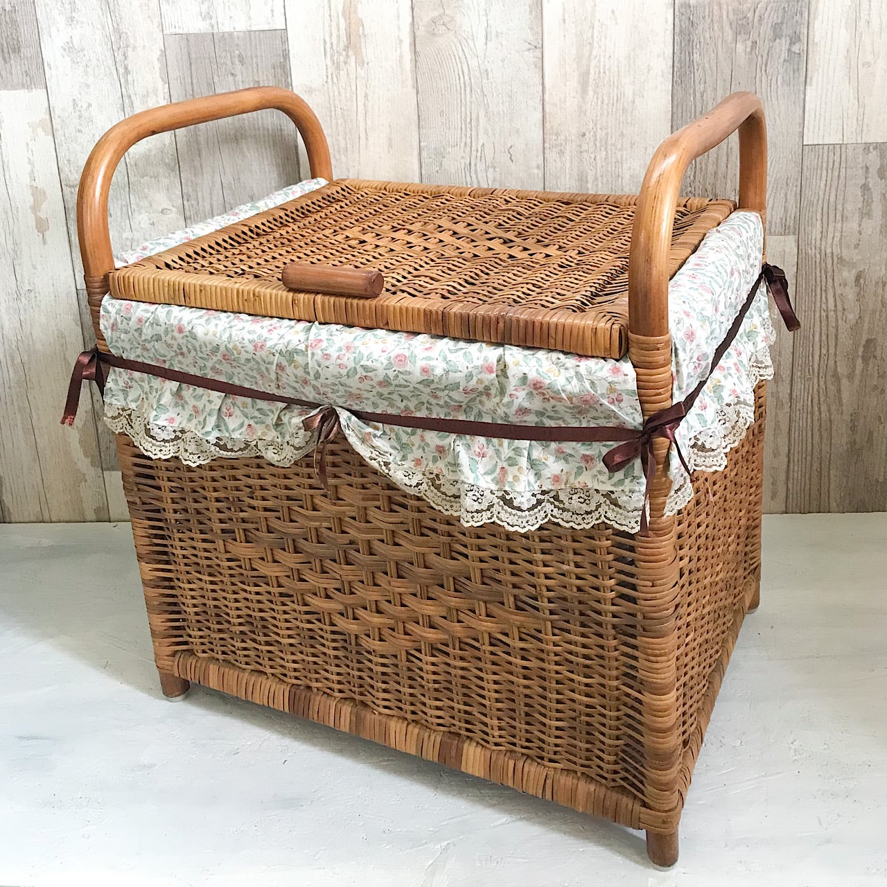 テレフォンベンチ 籐 ラタン インテリア 昭和レトロ 椅子 テーブル 藤家具 ラタン テレフォンべンチ 椅子 テーブル付き 昭和レトロ 藤家具