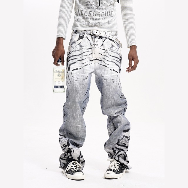 【DRIP6902】F3X Zebra Print Washed Wide Denim Pants