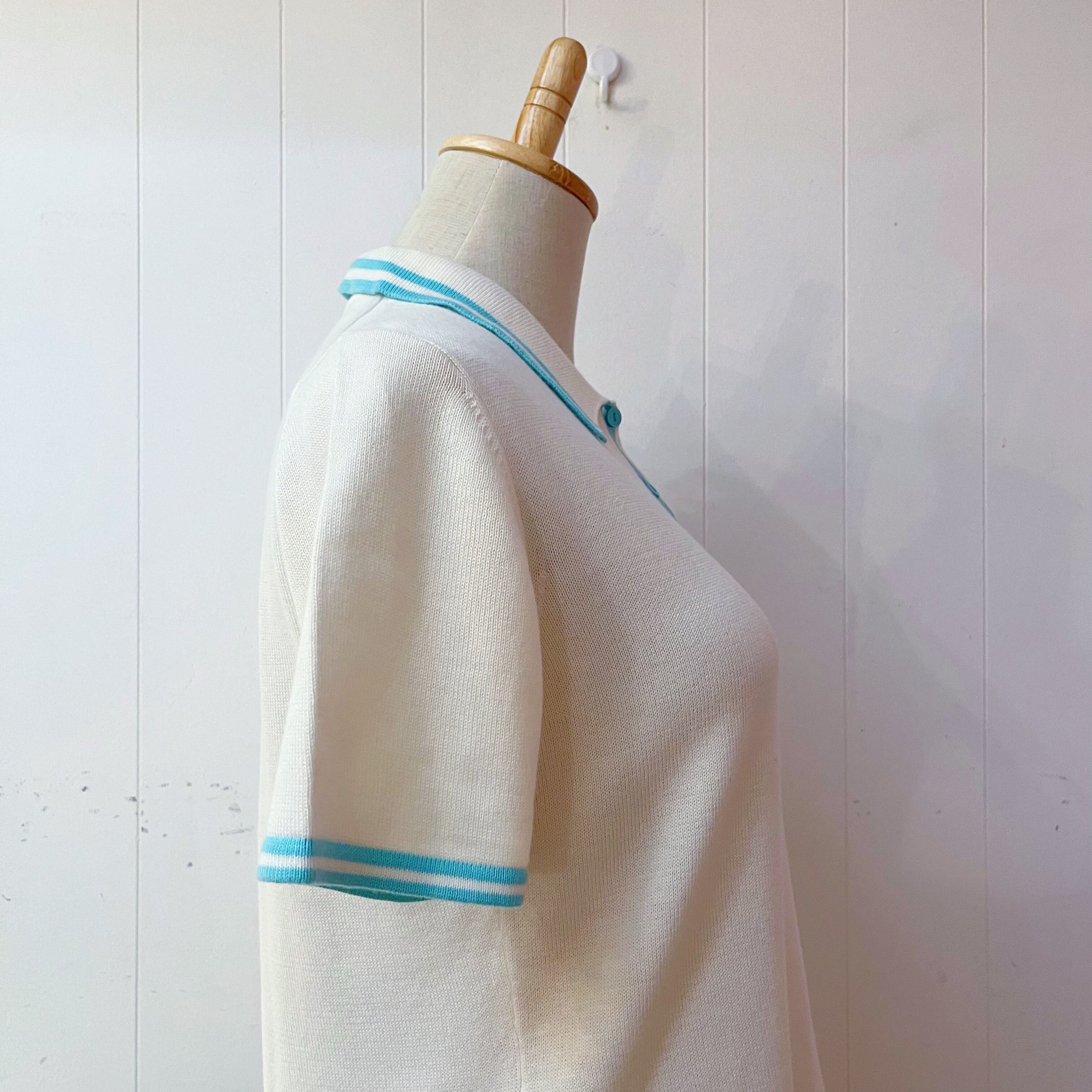 pastel mint blue line polo knit