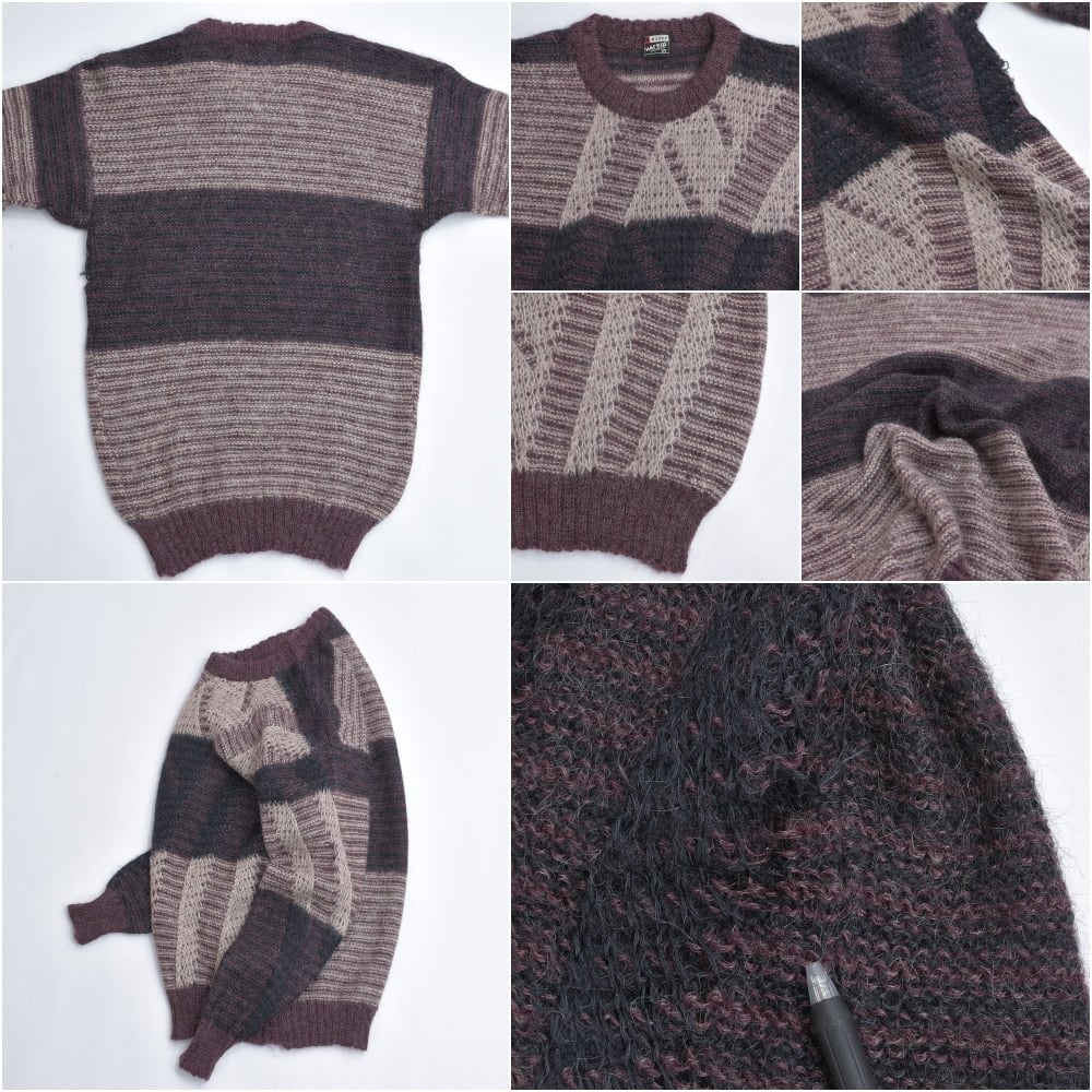 80~90s ロシア製 HAreW モヘア ニット 切替 デザイン プル 80~90s ロシア製 HAreW モヘア ニット 切替 デザイン プル