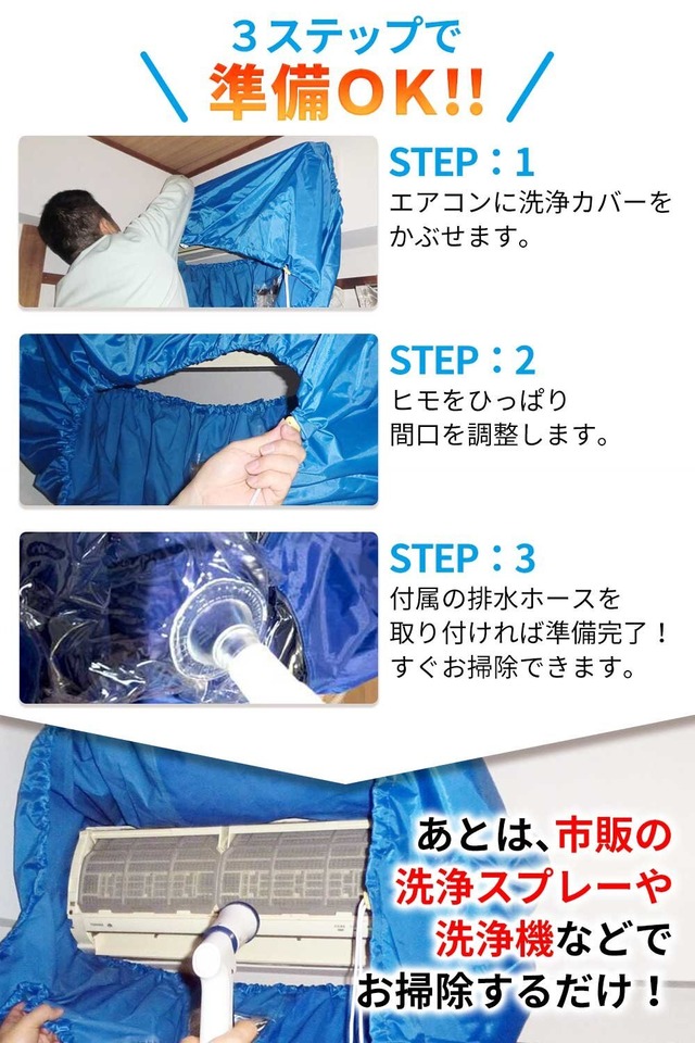 【新春セール】【 プロ仕様 】かぶせるだけでらくらく洗浄！エアコンフィン・ファン洗浄カバー シート エアコン掃除用 CREEKS PRO (小～中)