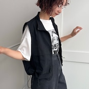ミリタリーライクダブルポケットvest/ブラック