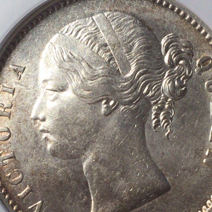 NGC鑑定MS61 1840年 イギリス インド ムガル帝国 1ルピー 銀貨