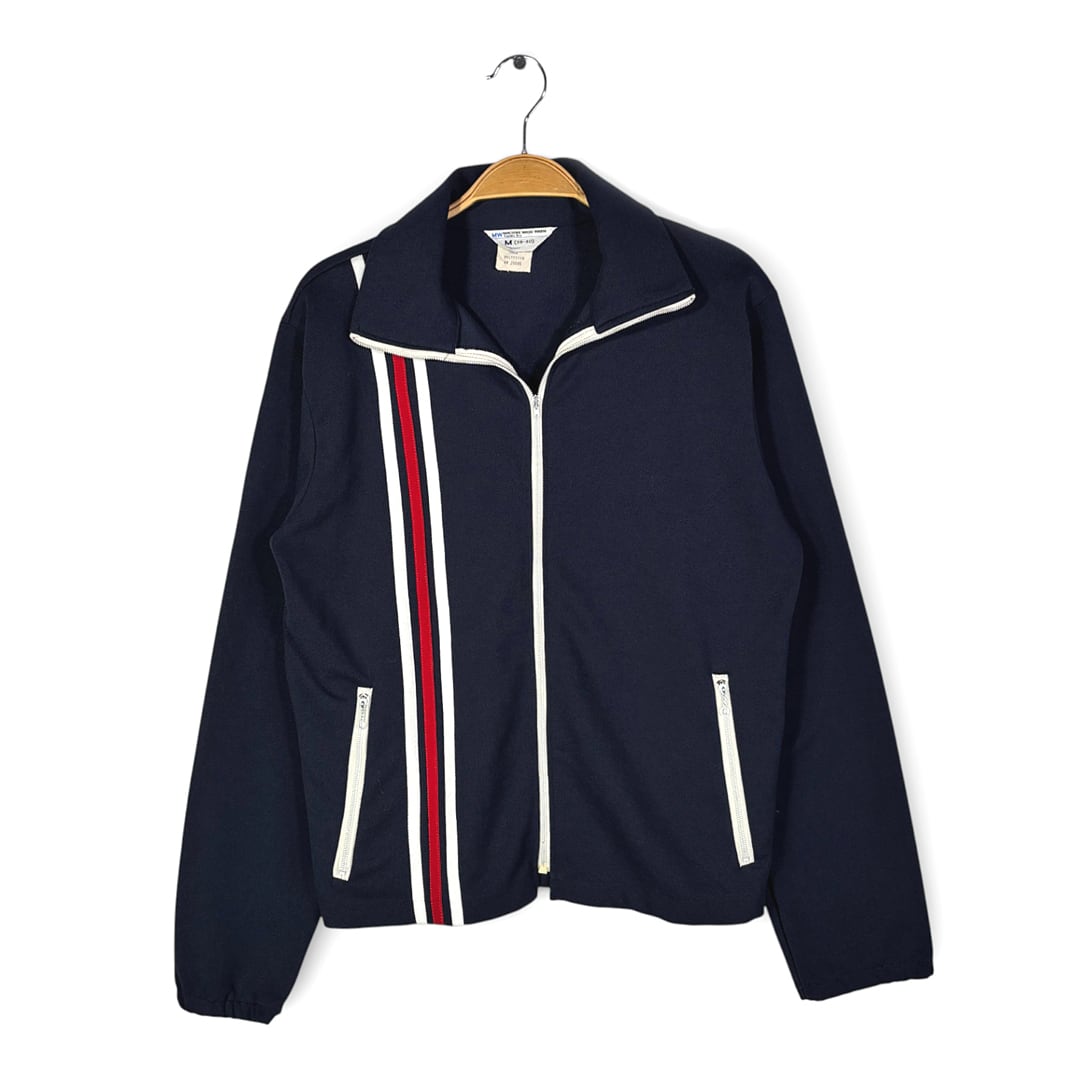 70s JCペニー ヴィンテージ トラックジャケット ジャージ ストア系 ネイビー JC PENNEY サイズM 古着 DZ0784