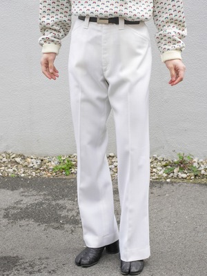 White Vintage Design Lace Stripe Slacks Pants