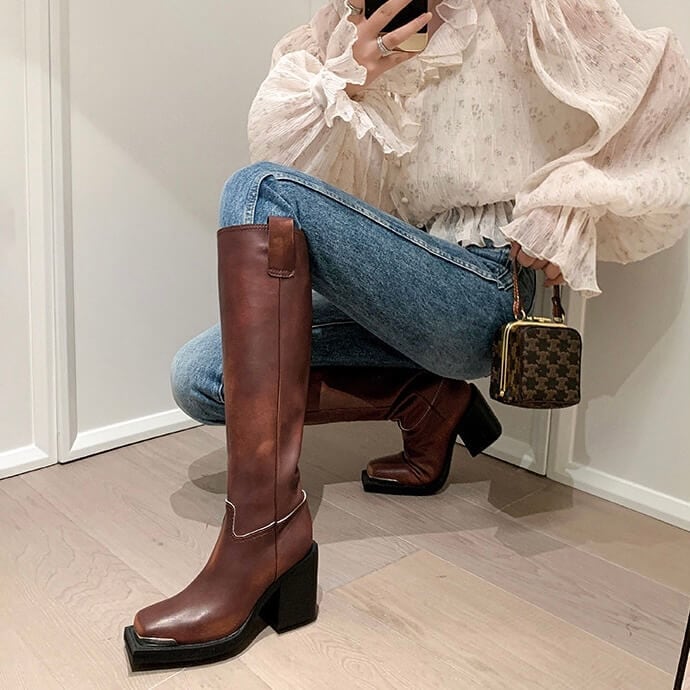 size25.0cmあり】ヴィンテージスクエアトゥウエスタンブーツ9cm全2色