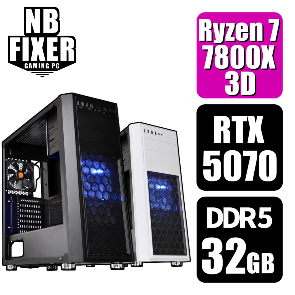 【ゲーミングPC】 Ryzen 7 7800X3D / RTX5070 / メモリDDR5 32GB / SSD 1TB / H26