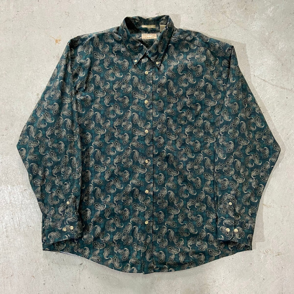 NATURAL ISSUE 総柄 ペイズリー柄 長袖コットンシャツ メンズXL 古着