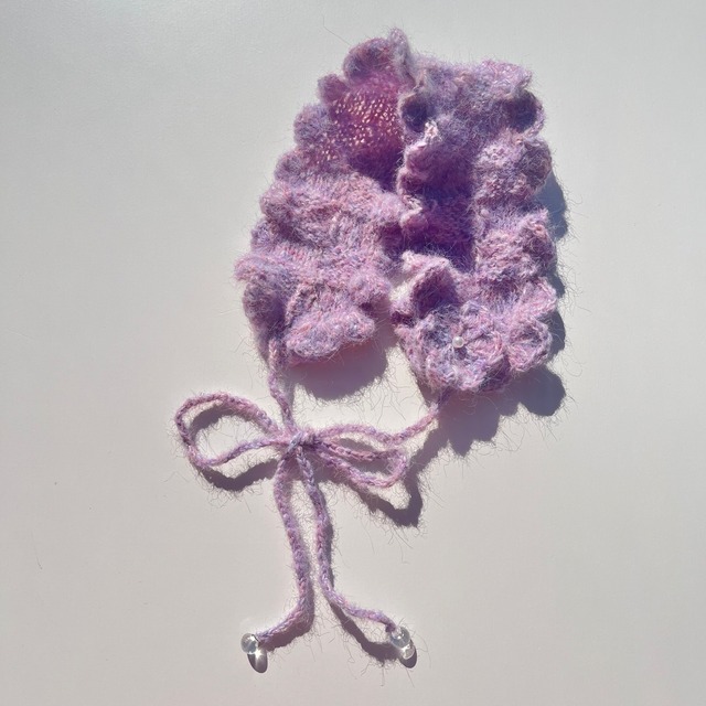 hand knit head band : purple pink