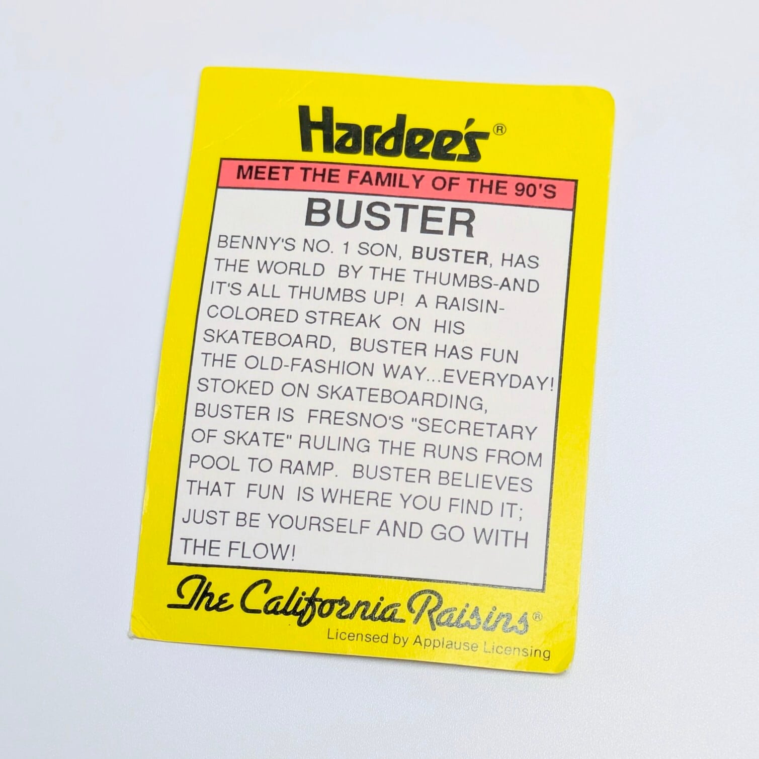 ☆ DEADSTOCK / VINTAGE 1991 ☆ 【 California Raisins(カリフォルニアレーズン)】『 Buster(バスター)/ Hardee's / CARD有り 』 ハーディーズミールトイシリーズ / PVC フィギュア ビンテージトイ 〚アメリカン雑貨 アメトイ〛