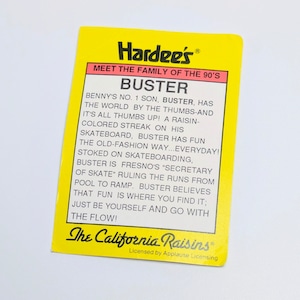 ☆ DEADSTOCK / VINTAGE 1991 ☆ 【 California Raisins(カリフォルニアレーズン)】『 Buster(バスター)/ Hardee's / CARD有り 』 ハーディーズミールトイシリーズ / PVC フィギュア ビンテージトイ 〚アメリカン雑貨 アメトイ〛