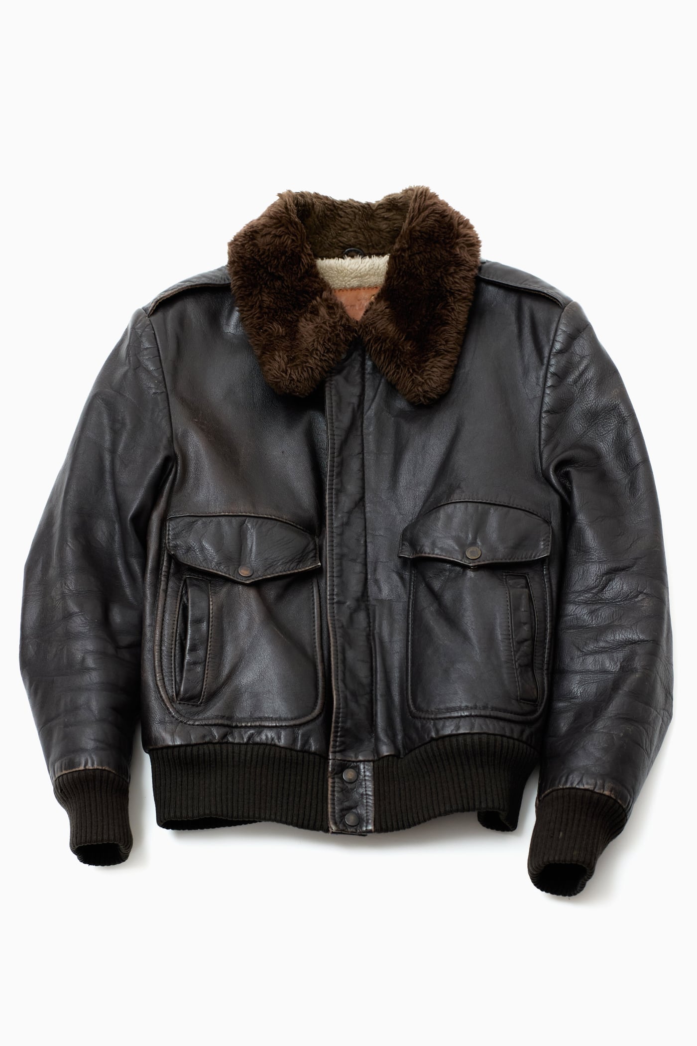 70s USA VINTAGE】William Barry 本革 フライトジャケット ボア