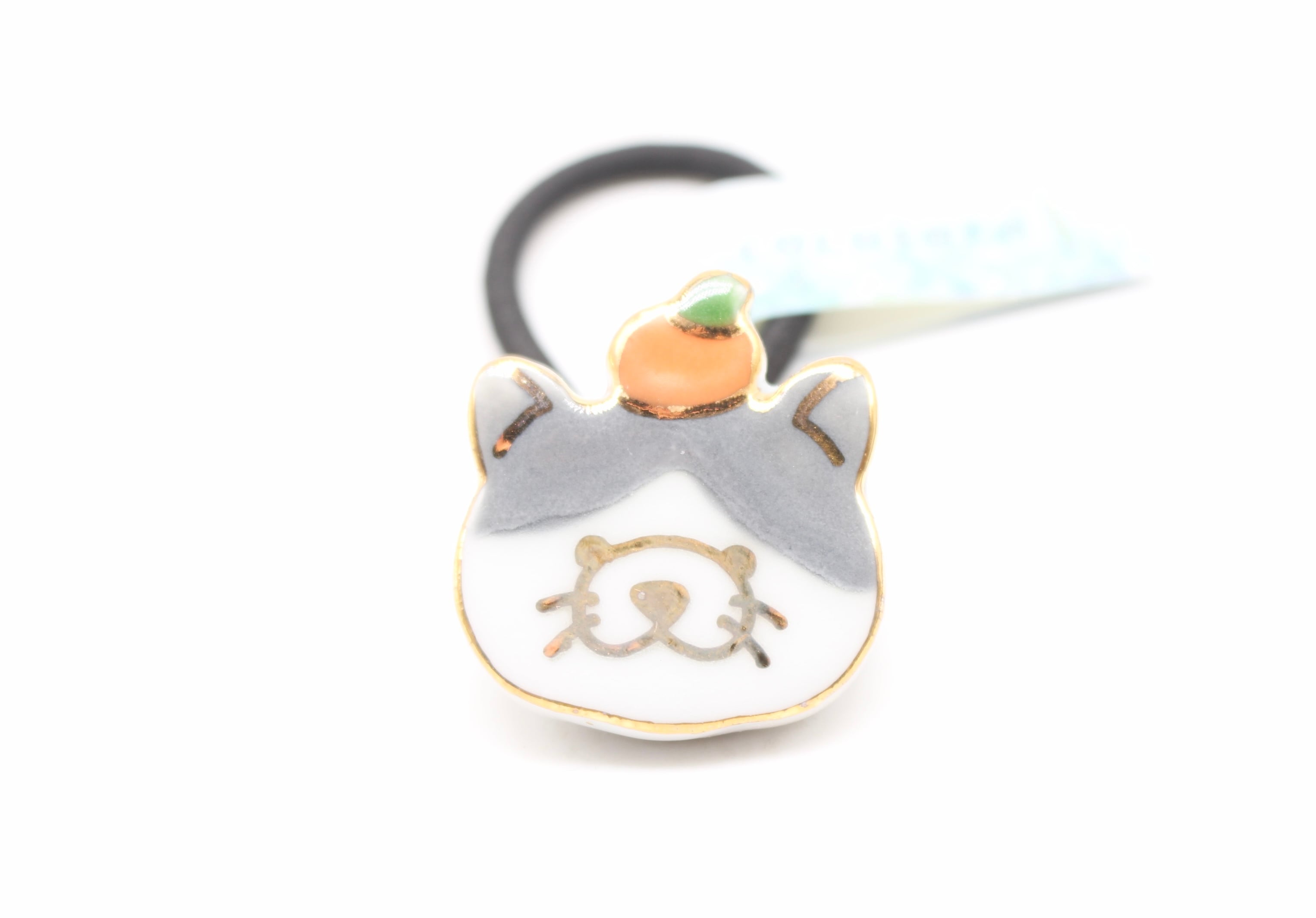 有田焼 ヘアゴム ミカンねこ グレー | 有田焼アクセサリー・陶器