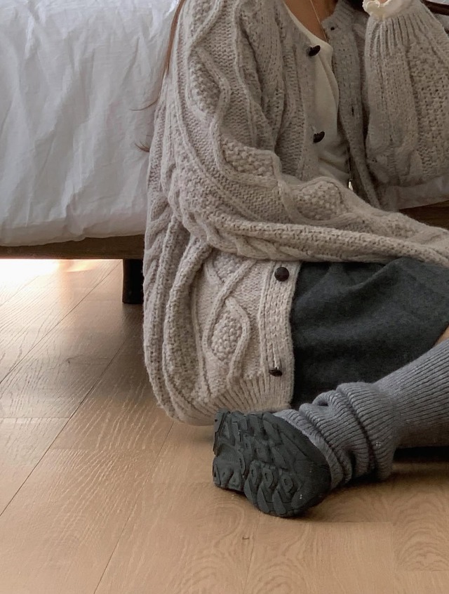 (LITER) house wool cable cardigan / 2color