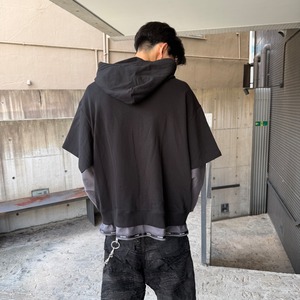 【WE11DONE】BLACK LAYERED DOUBLE STRING HOODIE