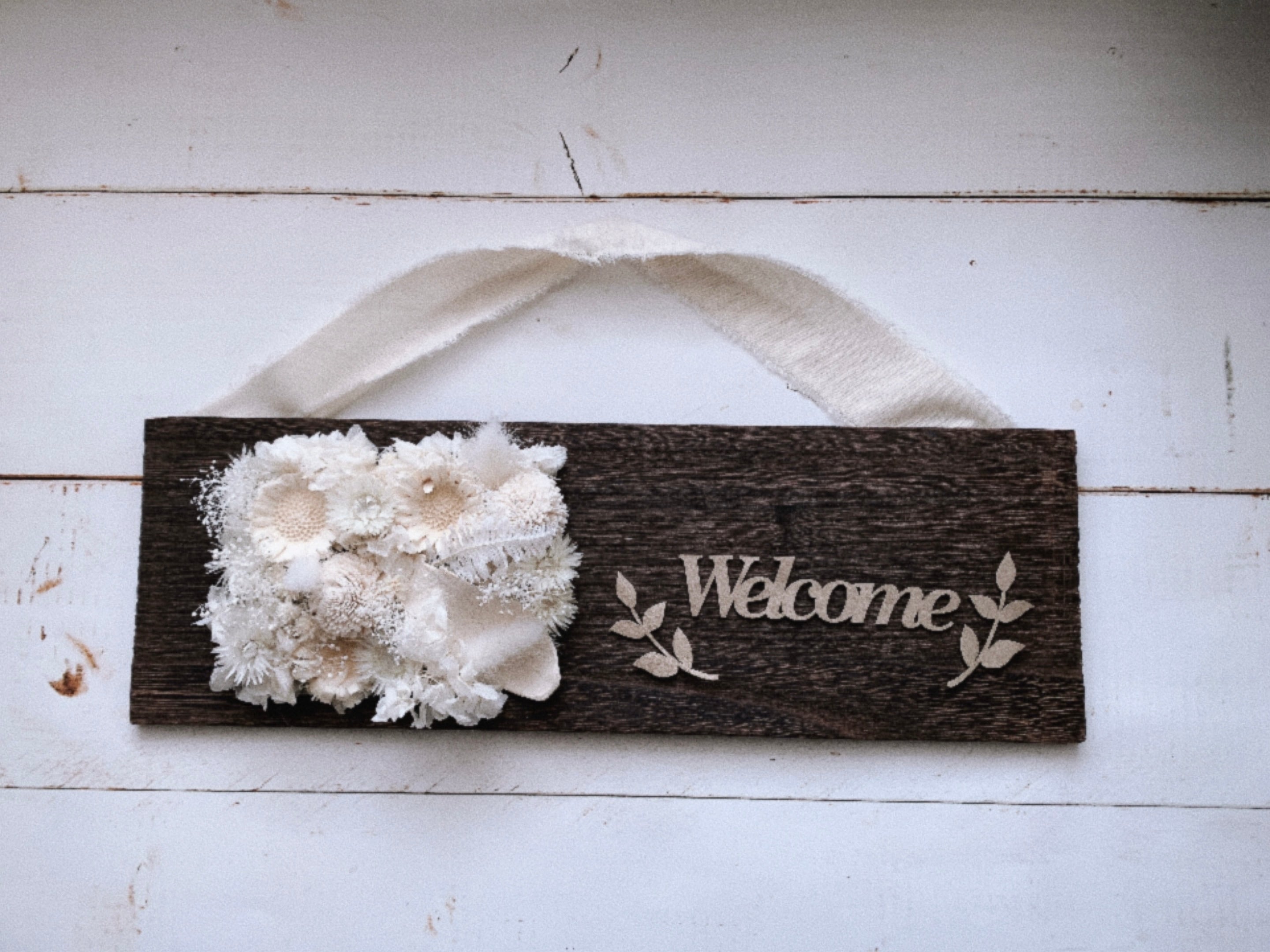 ウェルカムボード(ミニブーケ付き) No.1 ホワイトブーケウェルカム