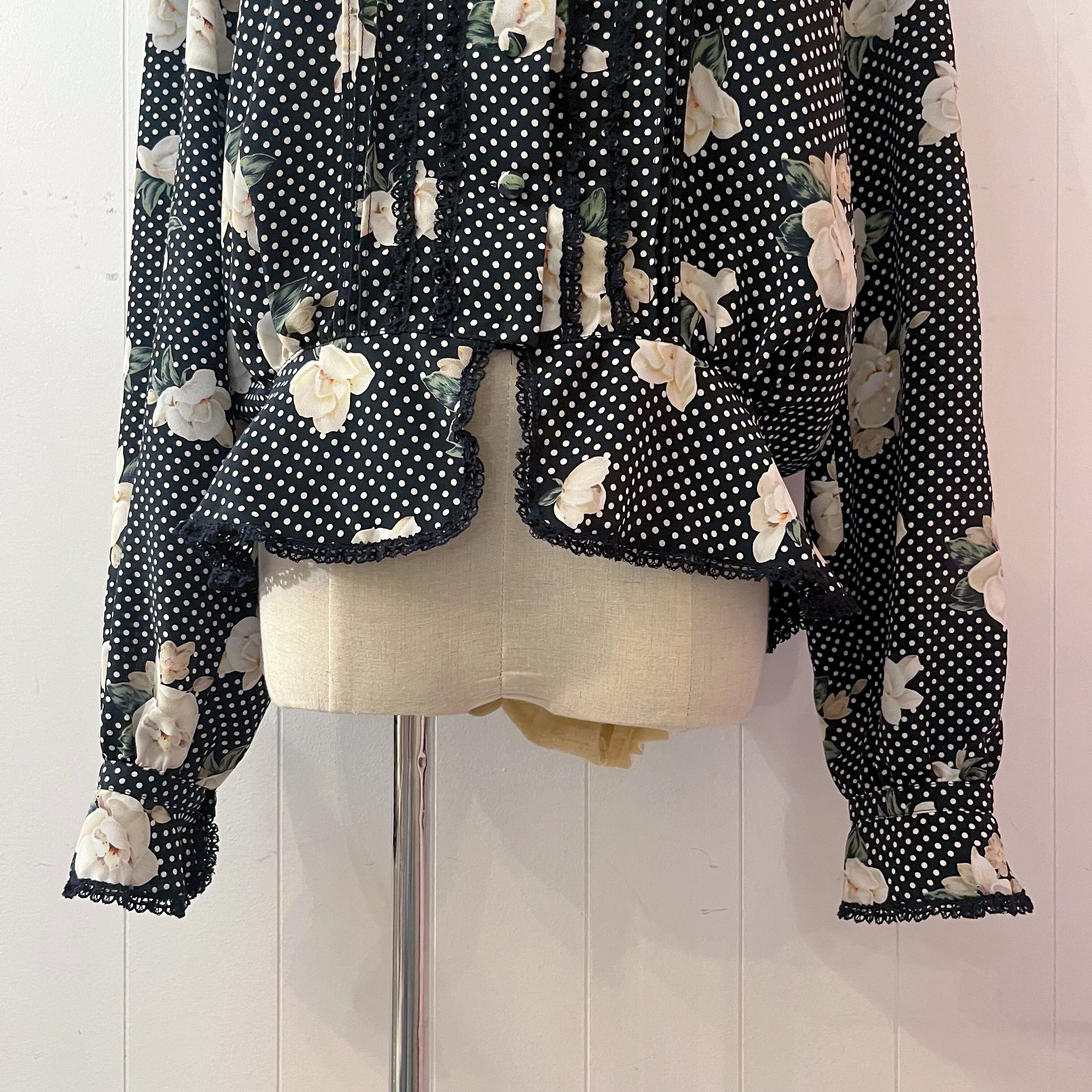 black dot flower peplum blouse