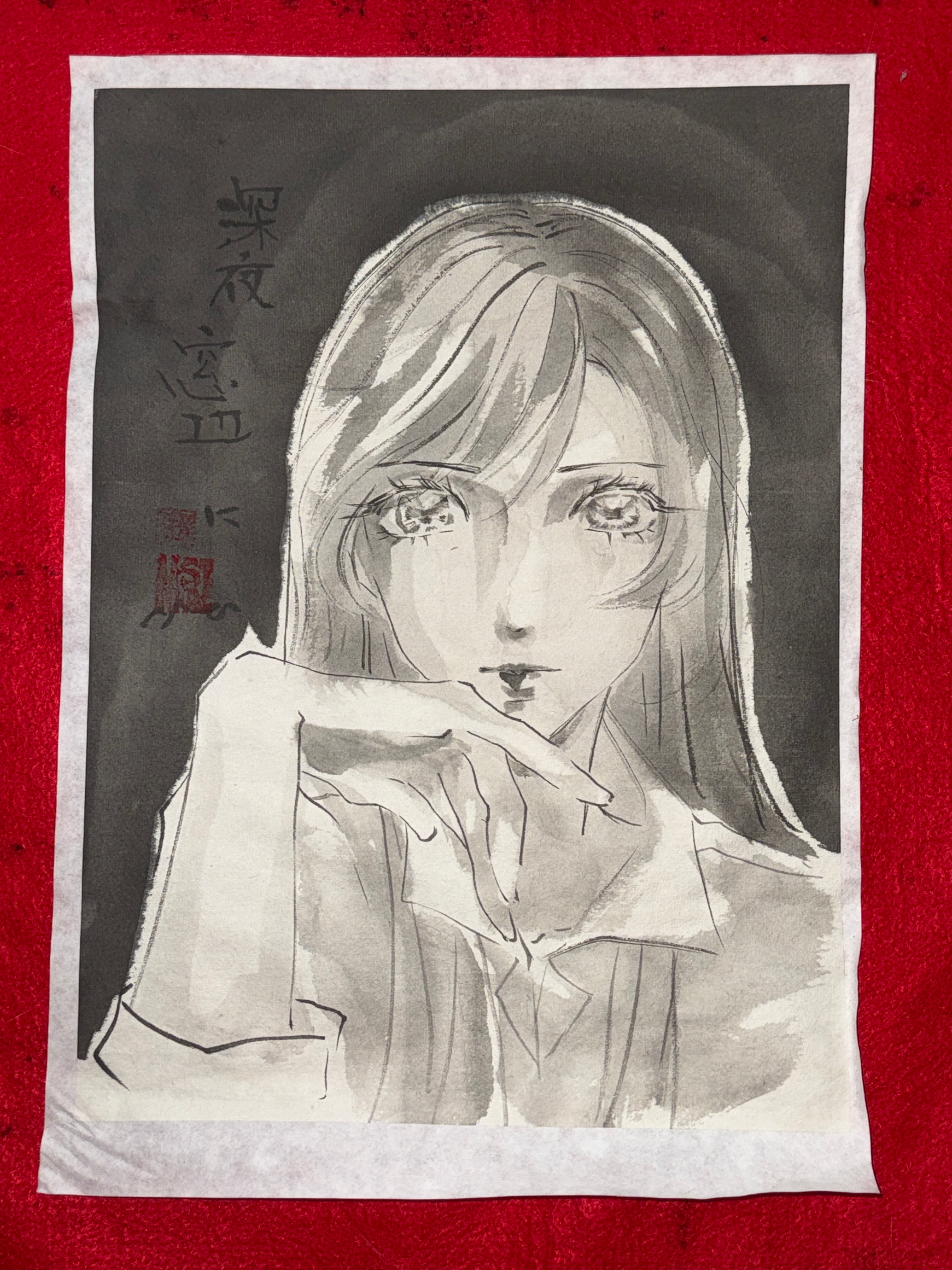 呪術廻戦 伏黒恵 肉筆画 墨絵 水墨画 美人画 原画 現品限り | まさい屋