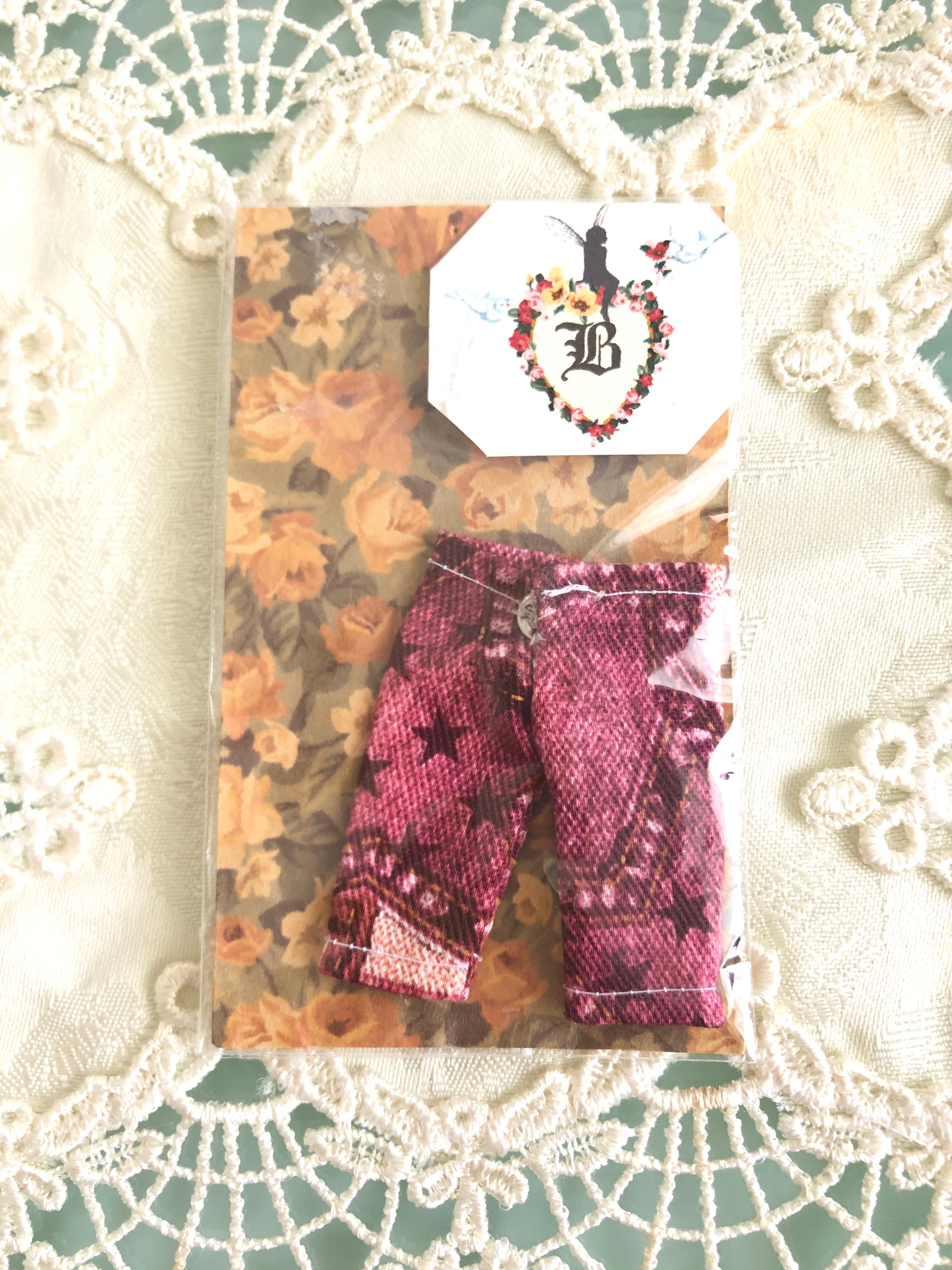 BONIIIITA】オビツ11サイズ◇星柄パンツ（赤）※即納品 | ドール