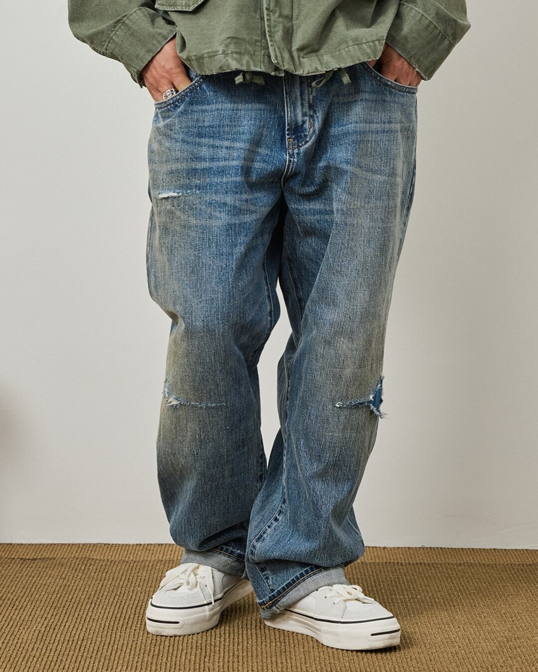 Damaged Wide Denim Pants x00851 | XPOSE