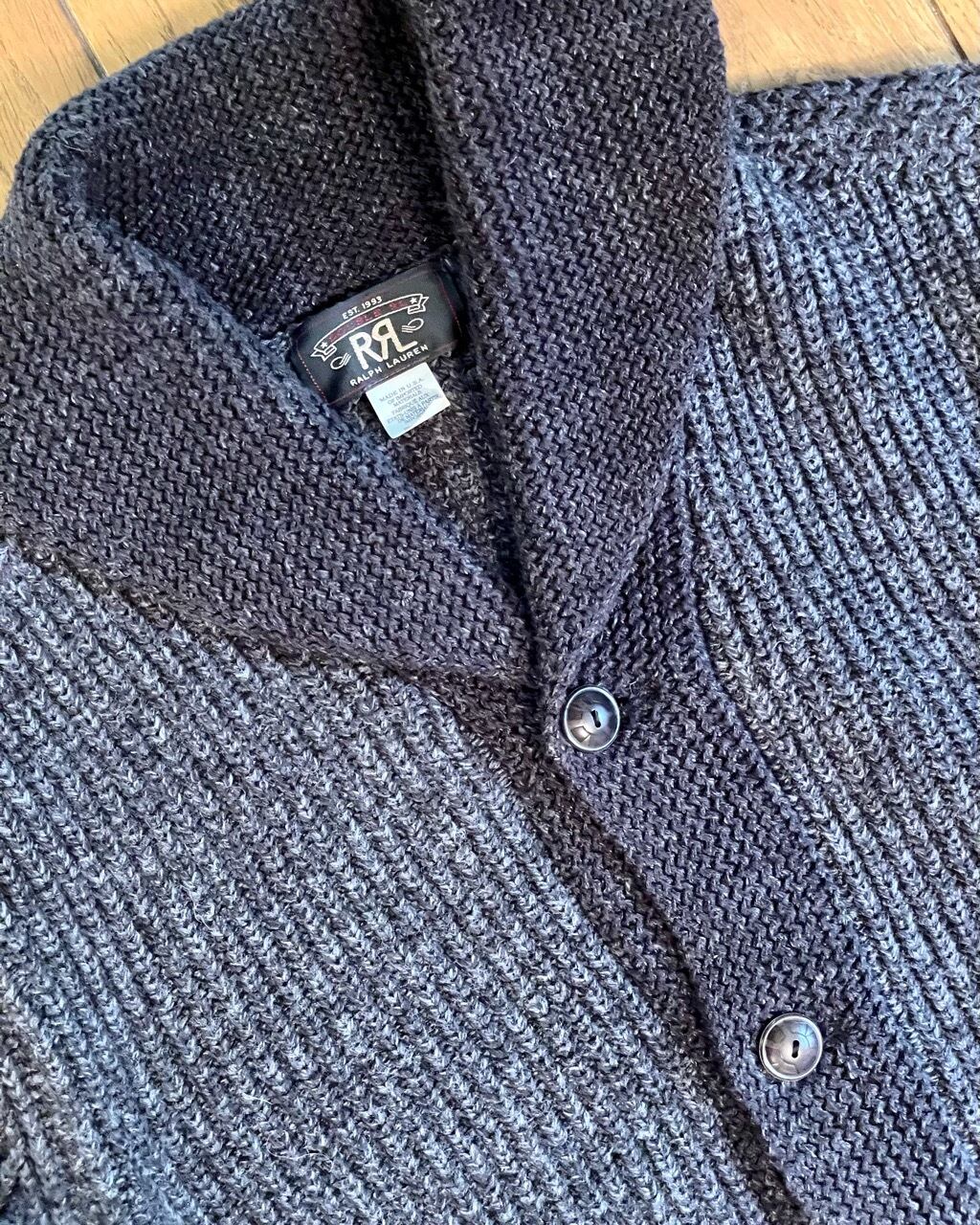 RRL アメリカ製ショールカラー カーディガン Sサイズ ユーズド RRL アメリカ製ショールカラー カーディガン Sサイズ ユーズド