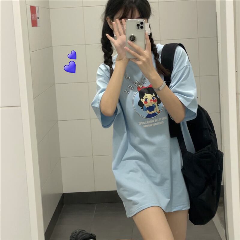 スタイルサマーカジュアルプリントTシャツ ルーズラウンドネック コットン 夏物 Oネック ケッペル84083553303