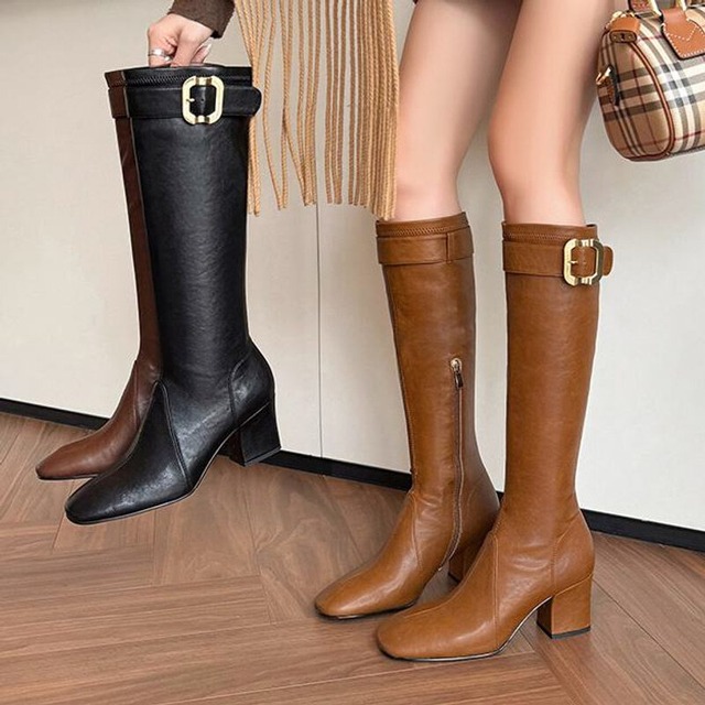 Chunky heel long boots　M082