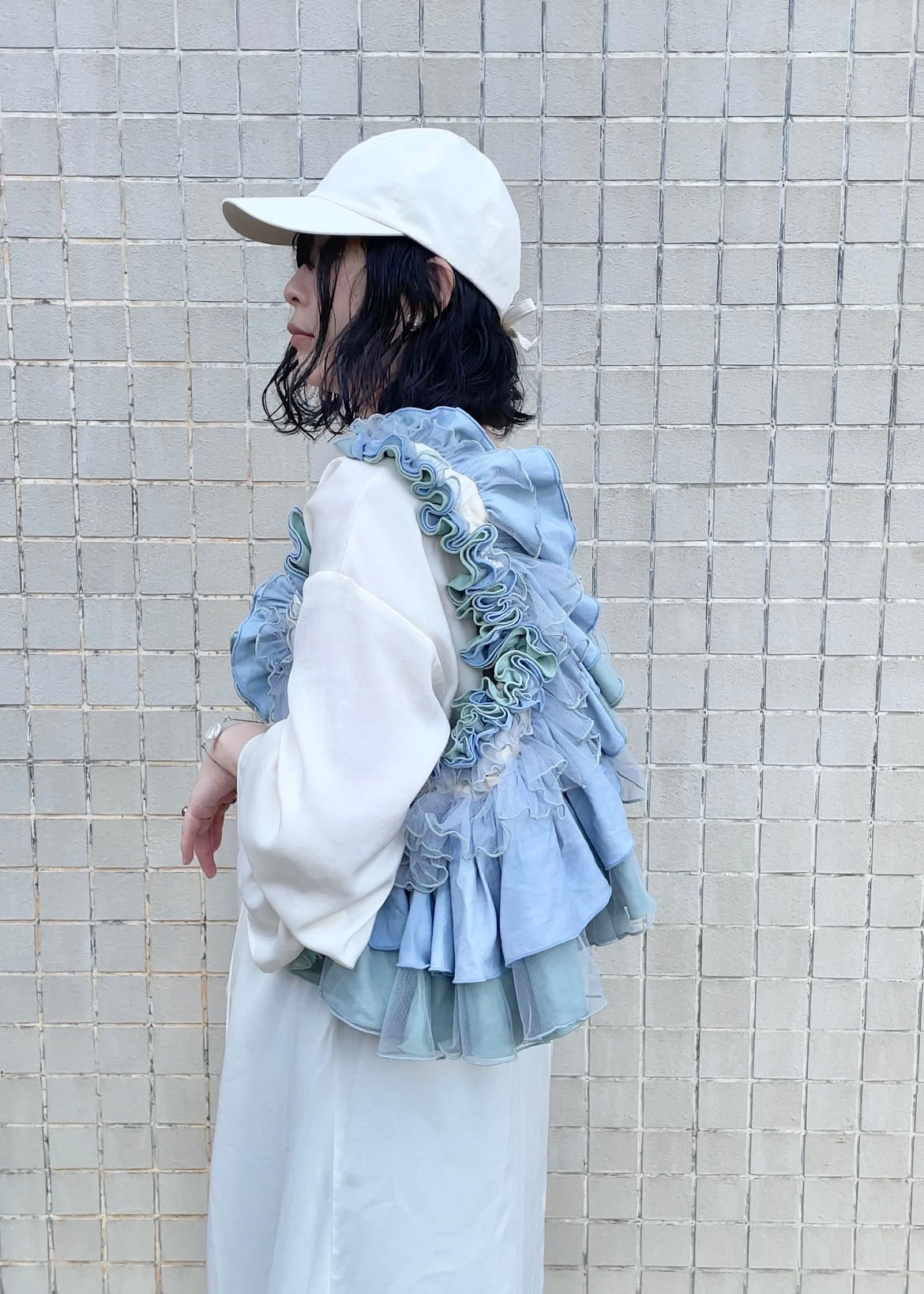 DŌRA MÖRA | Versatile Ruffled Bag - SEA BLUE | ORIENT MILLINERY