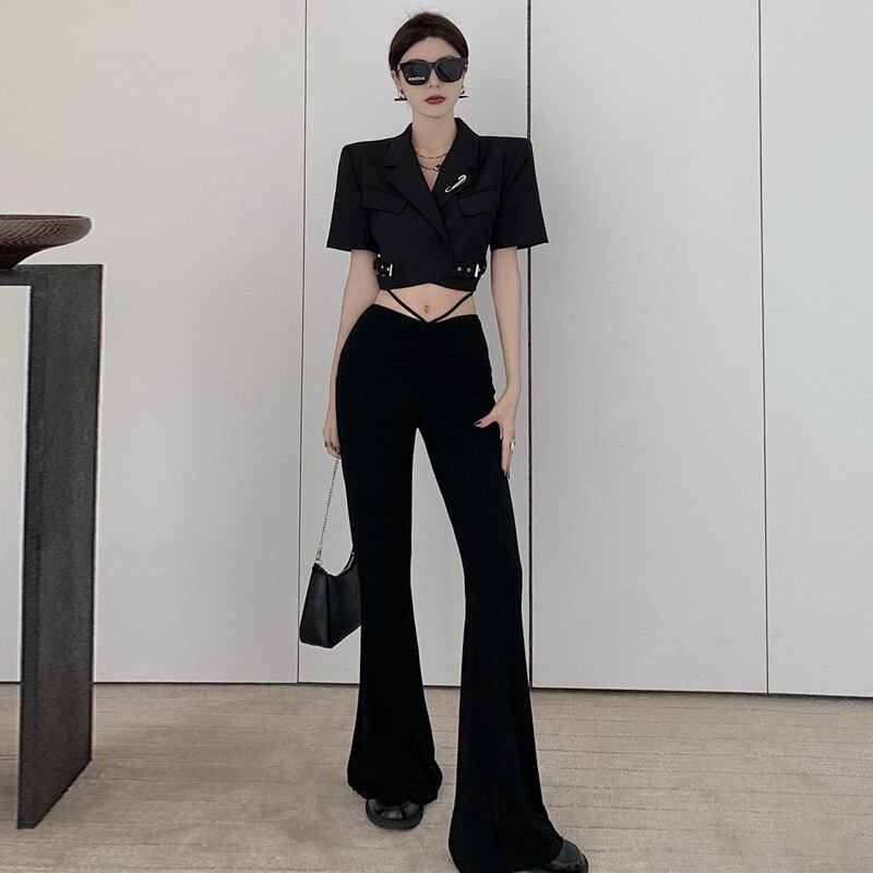 ジャケット ハイウェストパンツ レッド ストリート ハンチェンe21025627399