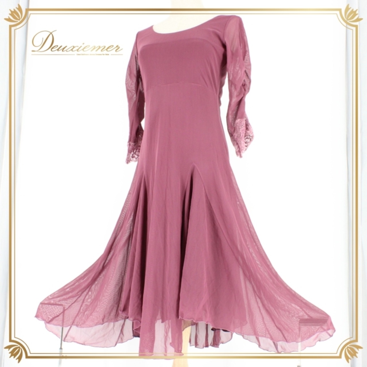 社交ダンス 衣装 スタンダード ドレス ワンピース レッスンウェア パーティドレス 紫 KYRDDERI パープル系 レース シンプル 上品 落ち着き 大人 レディース フィット コーディネート おしゃれ ストレッチ ダンスウェア かわいい エレガント フレア トレンド シーズン 材料感 優雅