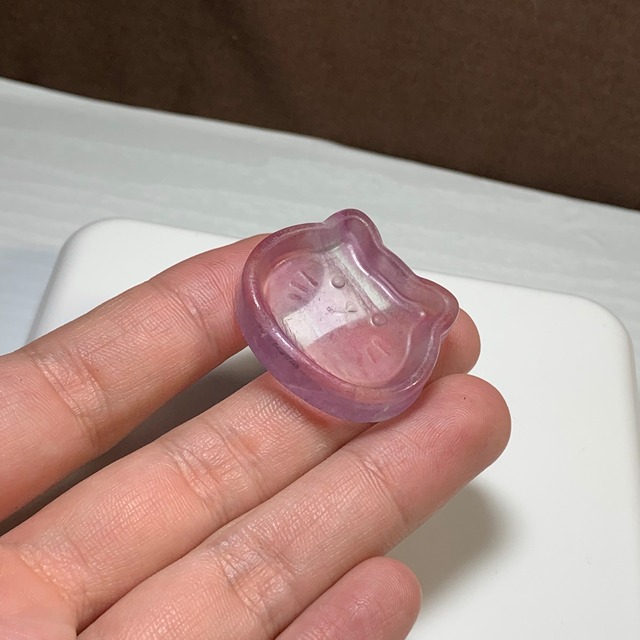 21.可愛い猫顔☆フローライト猫皿