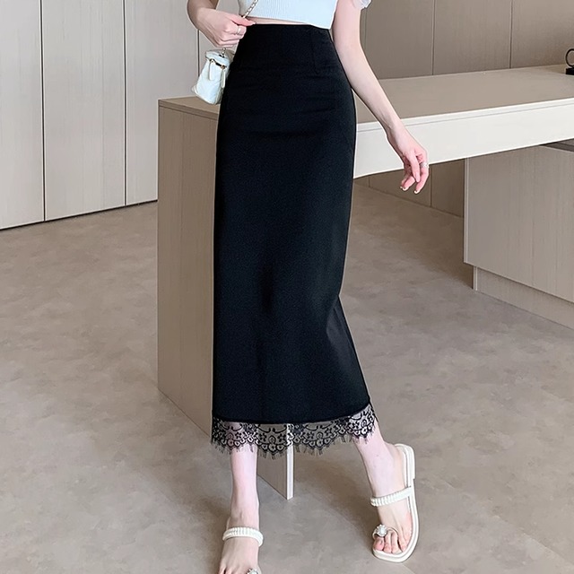 【送料無料】 ロングスカート 2色 ペンシルスカート アンクル丈 ストレート Iライン ハイウエスト スリット レース かわいい 大人可愛い きれいめ シンプル カジュアル 大人 上品 おしゃれ お洒落 こなれ感 コンサバ系 ラフ 抜け感 エレガント レディライク ガーリー フェミニン 無地 夏 30代 40代 レディース 女性用 ママ服 オフィス ビジネス OL デート お出かけ お呼ばれ 休日 アウトドア お茶会 女子会 授業参観 誕生日会 結婚式 二次会 パーティー 着回し ファッション 垢抜け