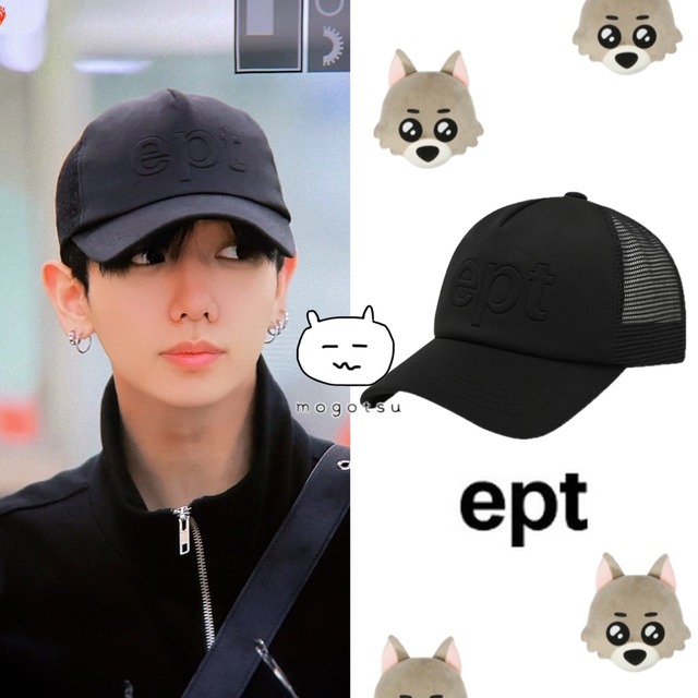 ★BOYNEXTDOOR ジェヒョン 着用！！【ept】Embo Logo Mesh-Cap (Black)