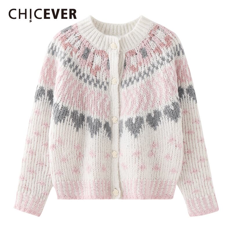 CHICEVERプリントセーター女性Oネック長袖ルーズニットヴィンテージカーディガン服2020タイド ロング ビンテージ 6base53761690098