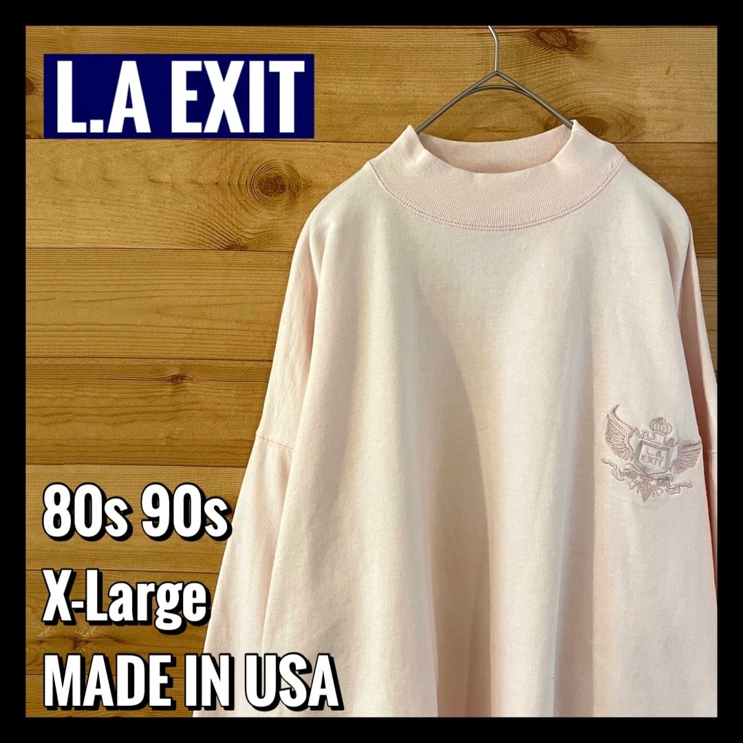 LA EXIT】80s 90s USA製 スウェット トレーナー ワンポイント 刺繍ロゴ
