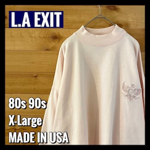 【LA EXIT】80s 90s USA製 スウェット トレーナー ワンポイント 刺繍ロゴ XL アメリカ古着