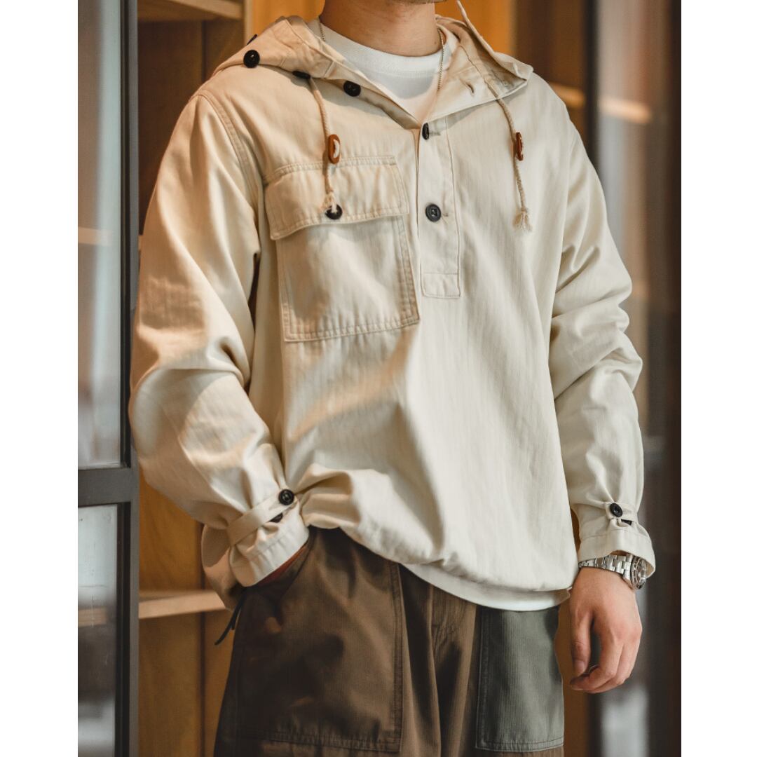 ボタンフロントパッチポケットパーカーA18256