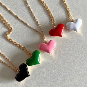 18k High quality / 2way epoxy heart necklace【 5color 】º