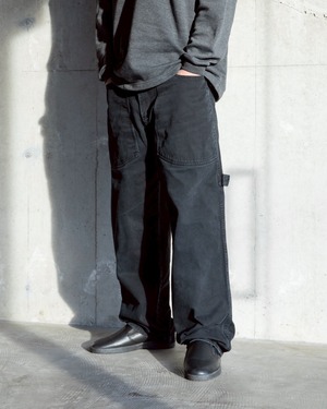 black denim baggy painter pants / oversized front & back pockets / From EUROPE