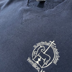 【Russell】カトリックスクール 刺繍ロゴ トレーナー スウェット XL ビッグサイズ ワンポイントロゴ US古着